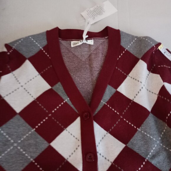 Grace Karin Argyle Button Down Cardigan Sweater Women’s Size XL NWT Grandpa - Picture 4 of 16